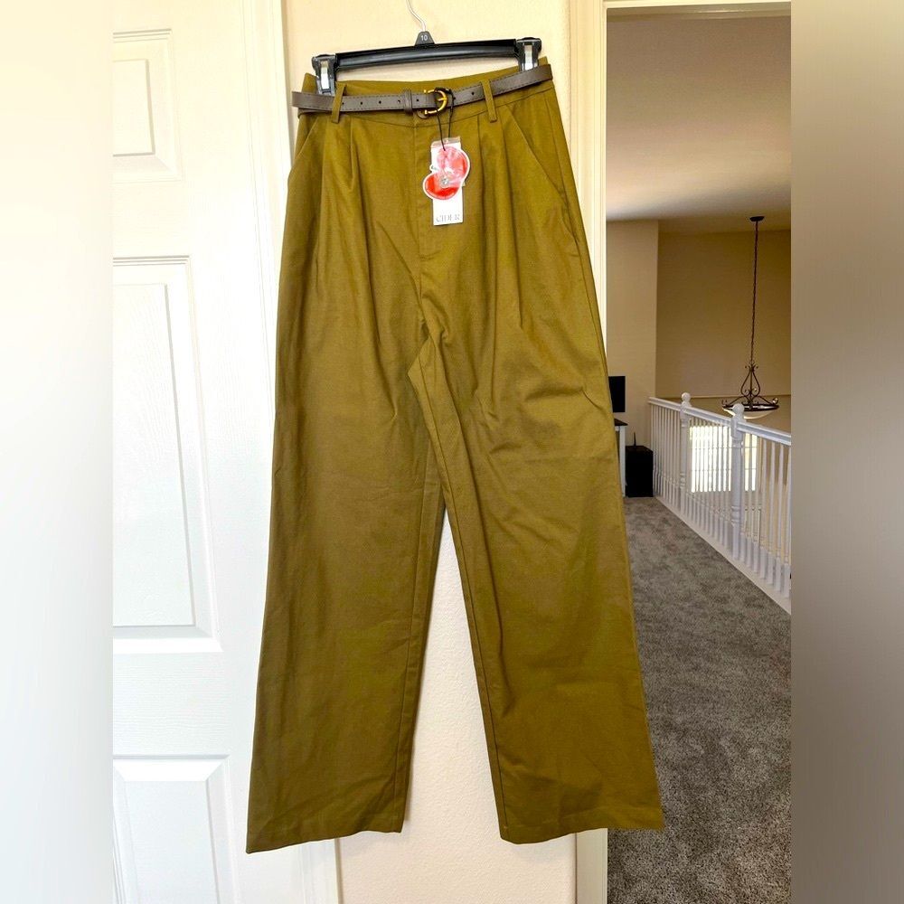 Women’s Cider olive green Wide Leg Pants with belt Size XS #153